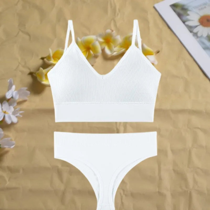 Women's Seamless Pushup Bra and Thong Lingerie Set
