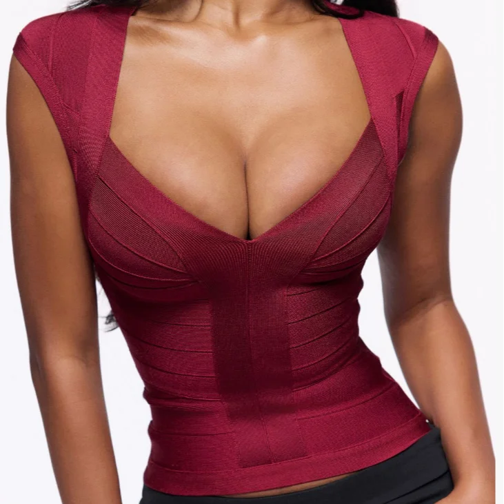 Lovely Ran Women's Slim Waist Deep V Neck Tank Top