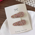 Glitter Teardrop Hair Clips for Girls - Cotton Blend Barrettes