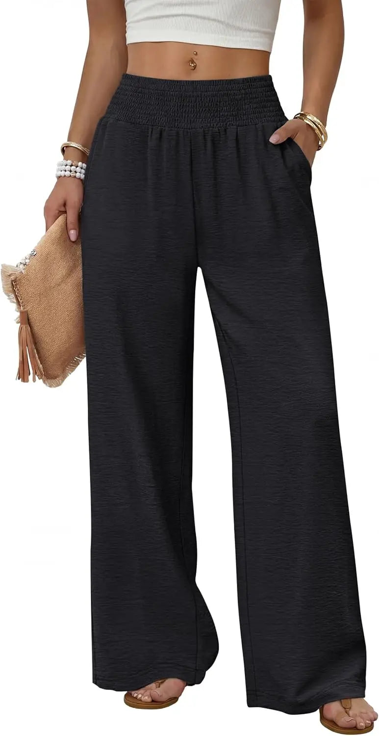 Comfortable High Waist Wide Leg Pants for Women with Pockets