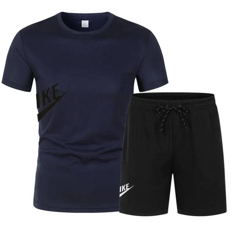 Men's Breathable Polyester Summer T-Shirt and Shorts Set