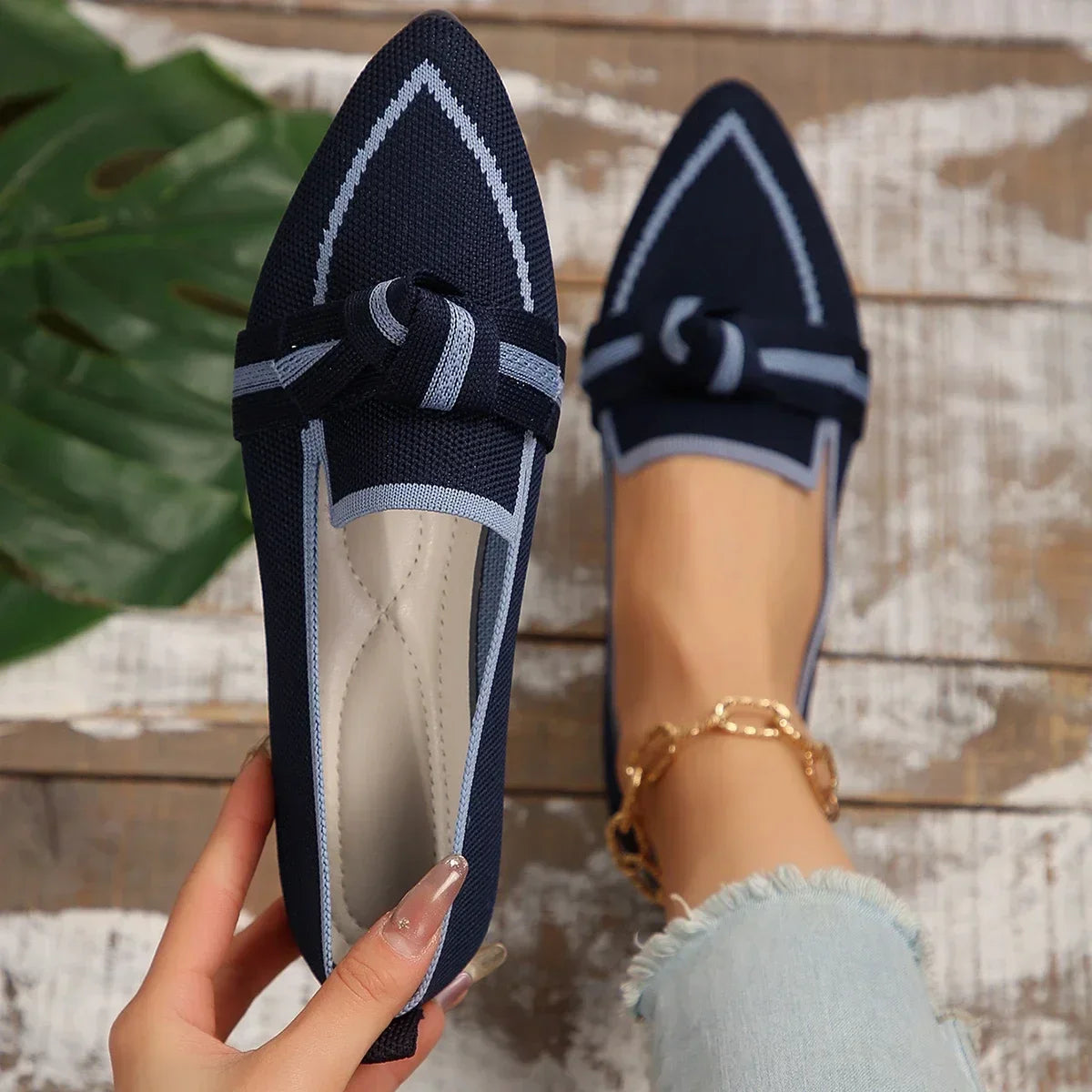 Knitted Slip-On Women Flats for Casual Spring and Autumn Wear