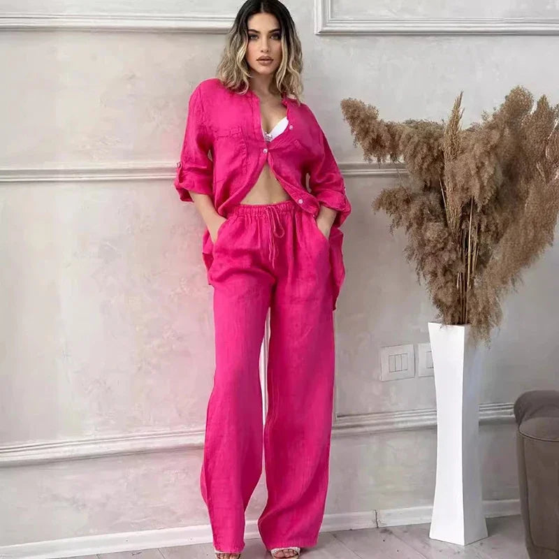 AOLSIN Women Long Sleeve Two Piece Set with Pockets