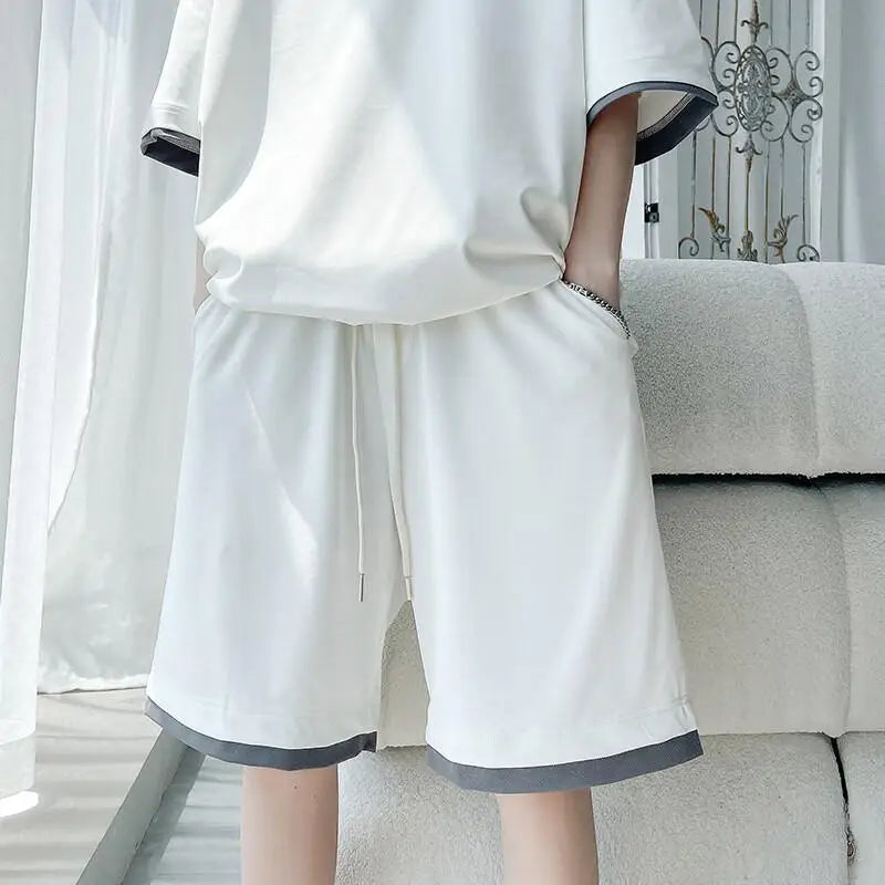 Men's Summer Solid Color 2-Piece T-Shirt and Shorts Set Casual Wear
