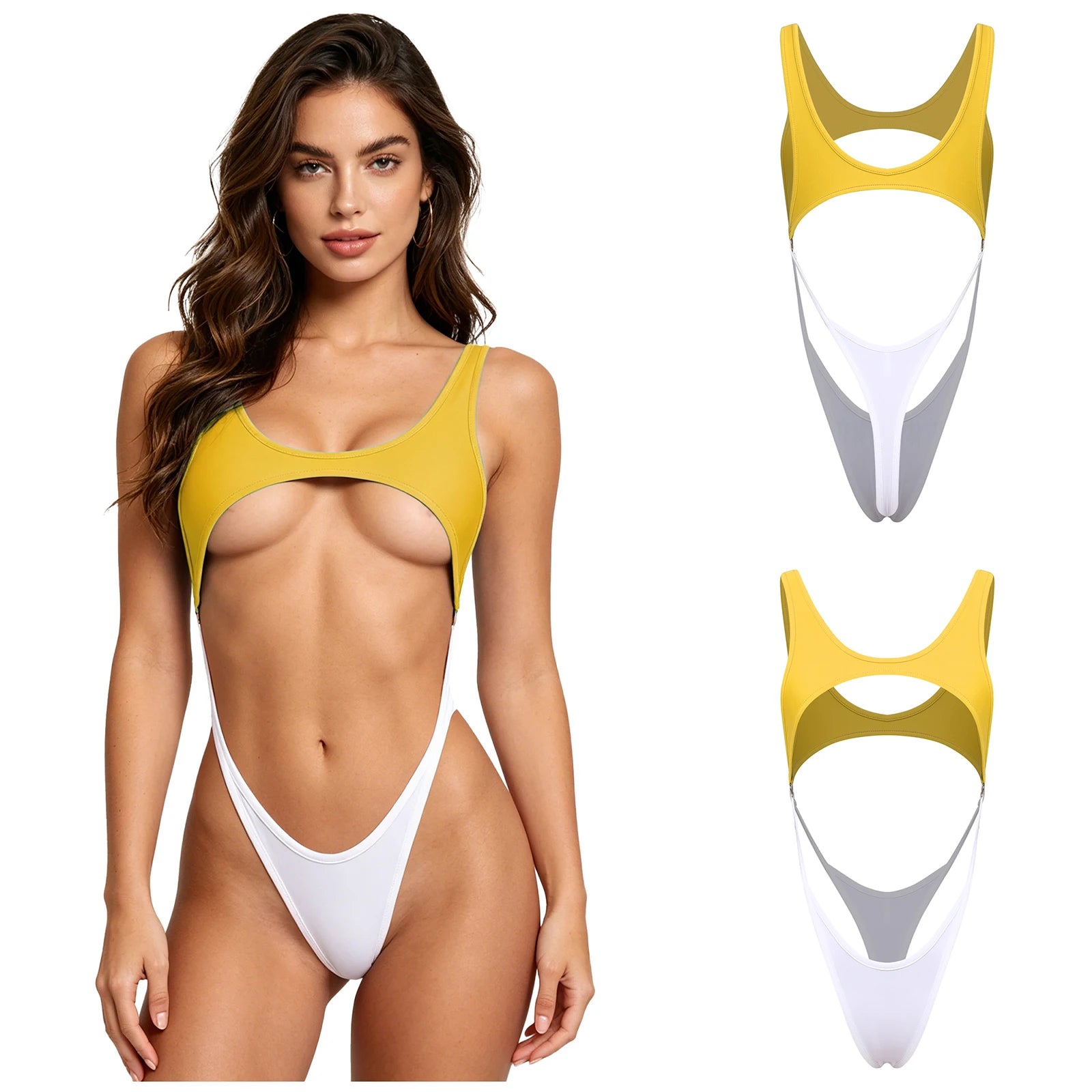 YUUMIN Women's Sleeveless Micro Bikini Bodysuit Swimwear