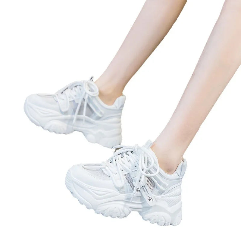 Women's Platform Sneakers Lace-Up Casual Shoes for Spring