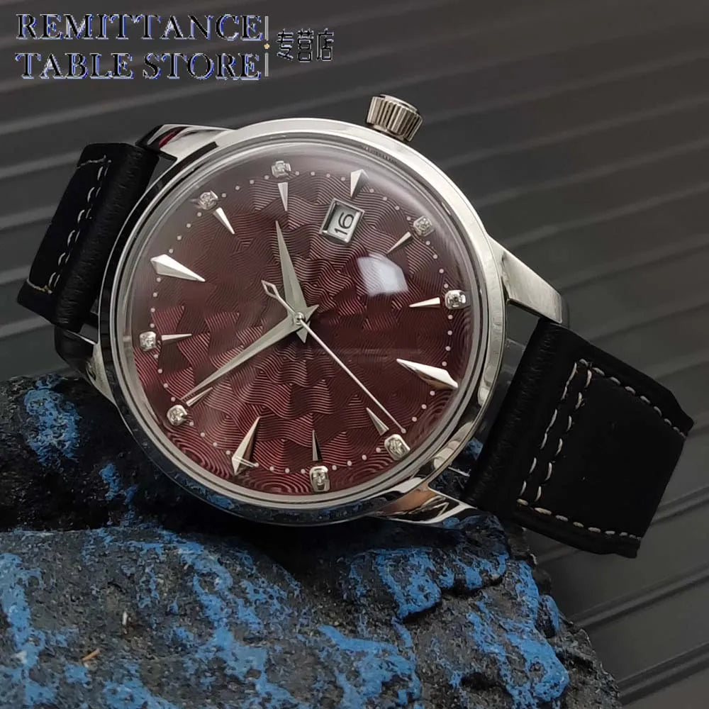 Men's Vintage Automatic Mechanical Watch, Black Leather Strap, 40mm Water Resistant Case, Eight Colours Men's Watch Japan NH35