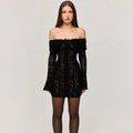 Elegant White Evening Dress with Red Lace Long Sleeves