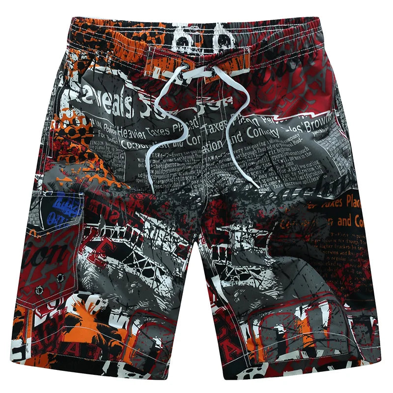 Men's Quick Dry Print Swim Trunks for Summer Beach Wear
