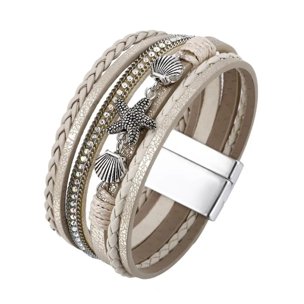 Multi-Layer Bohemian Faux Leather Braided Bracelet for Women