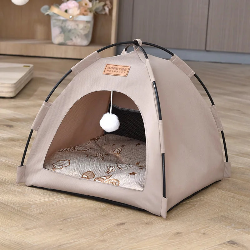 Outdoor-Style Semi-Enclosed Pet Tent for Small Pets