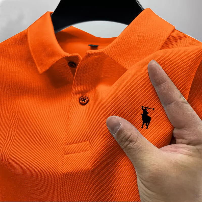 Men's Polo shirt with multiple color options.Small horse print collar short-sleeved T-shirt. Business casual breathable golf top