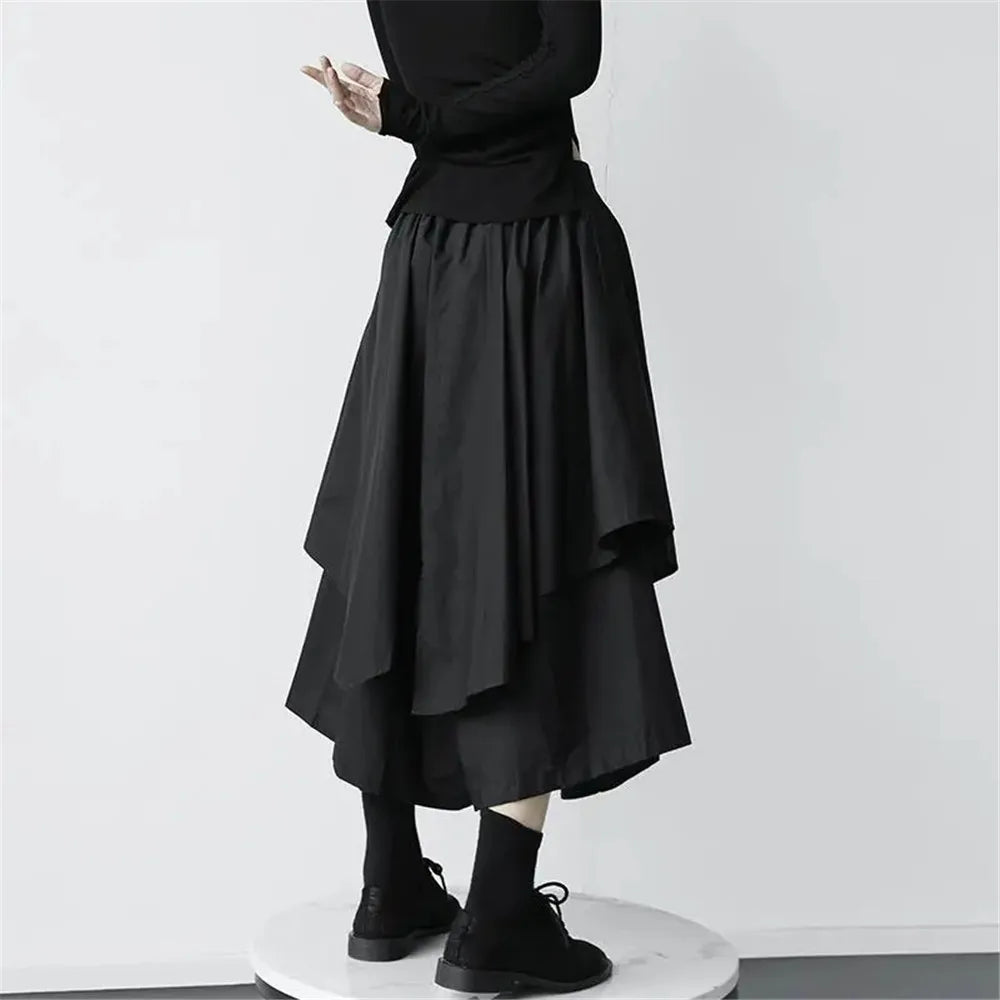 High Waist Asymmetric Skirt Pants for Women by YKANGS