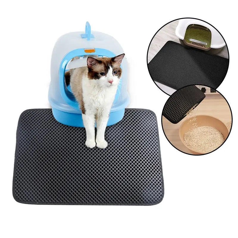 Anti-Tracking Black EVA Pet Litter Mat for Clean Floors