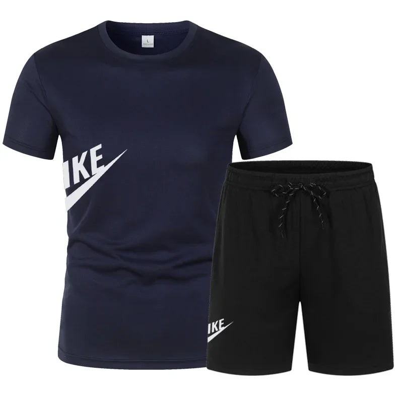 Men's Breathable Polyester Summer T-Shirt and Shorts Set