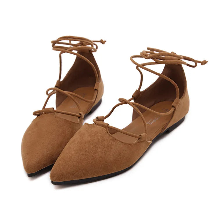 Pointed Toe Roman Sandals for Women in Flock Material