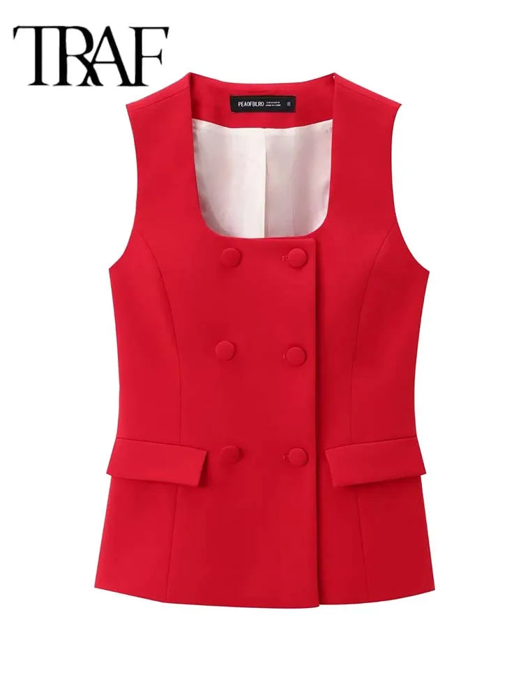 Klkxmyt Women's Vintage Office Suit Set with Chic Vest and Pants