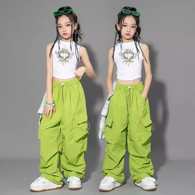 Trendy Girls Cargo Pants for Kids with Pockets 4-6Y