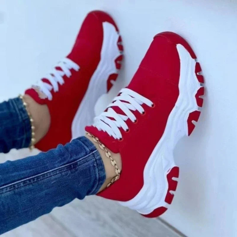 Solid Color Suede Platform Sneakers for Women by UXST