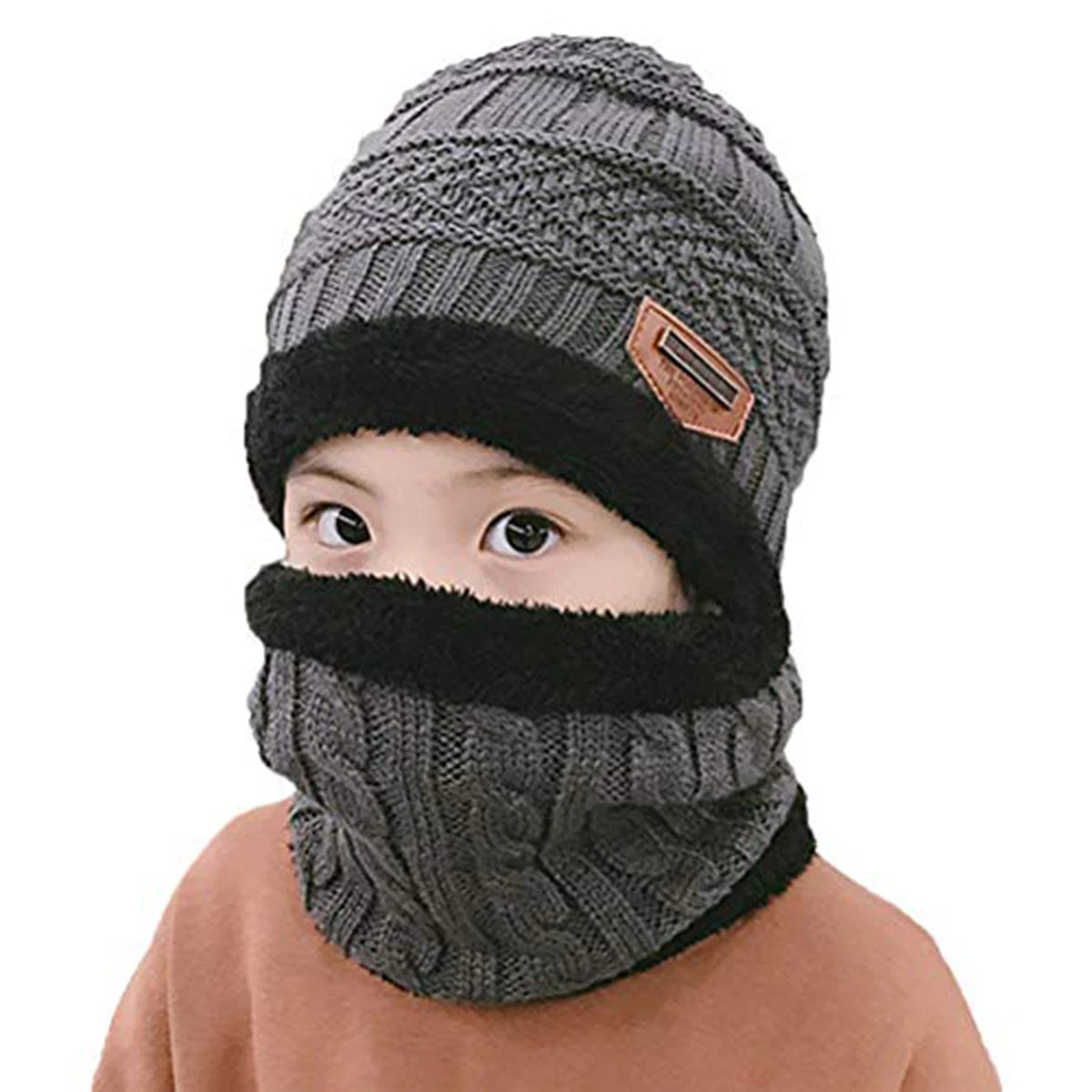 Kids Knitted Hat Scarf Set for 4-6 Years Unisex Polyester