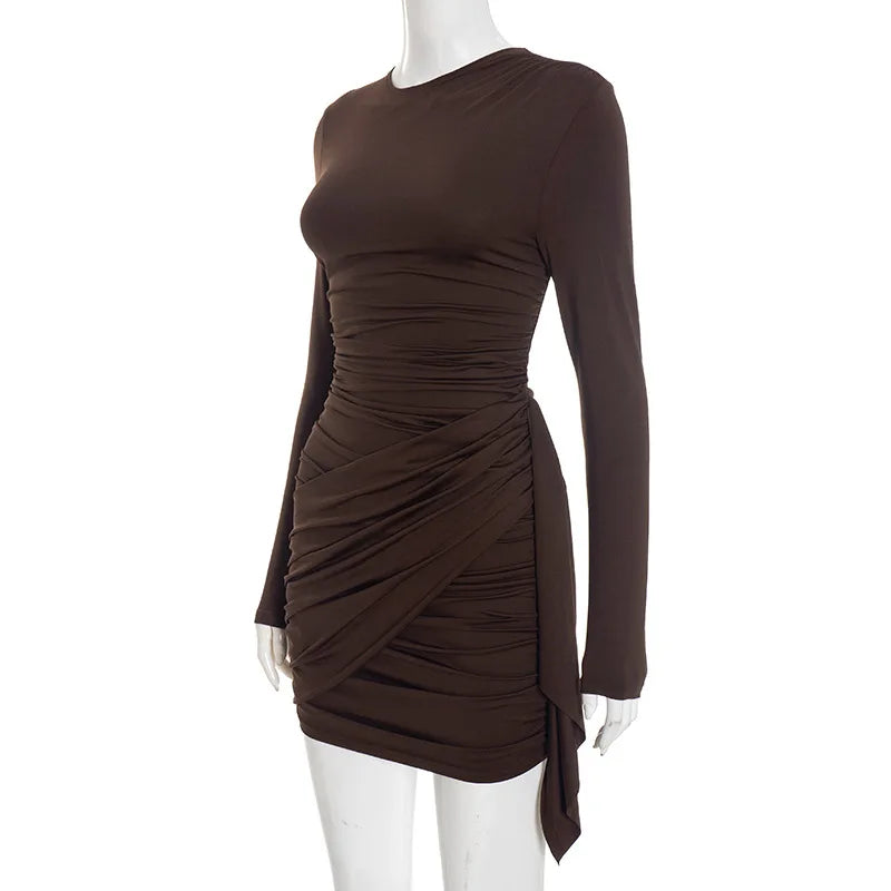 Chic Women's Bodycon Mini Dress with Ruched Detail