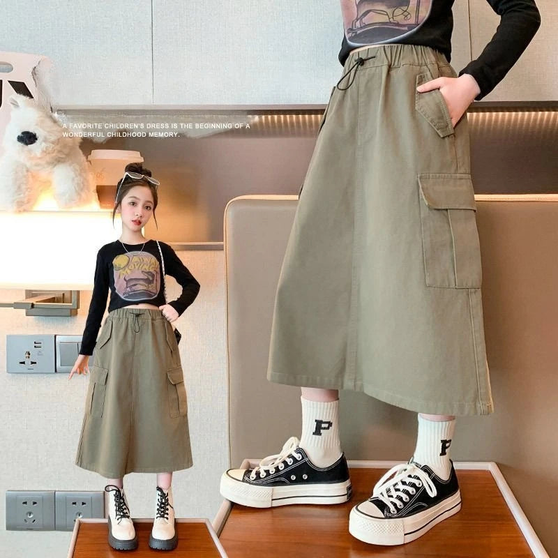 2025 Women's Casual Cargo Skirt for Tween Girls