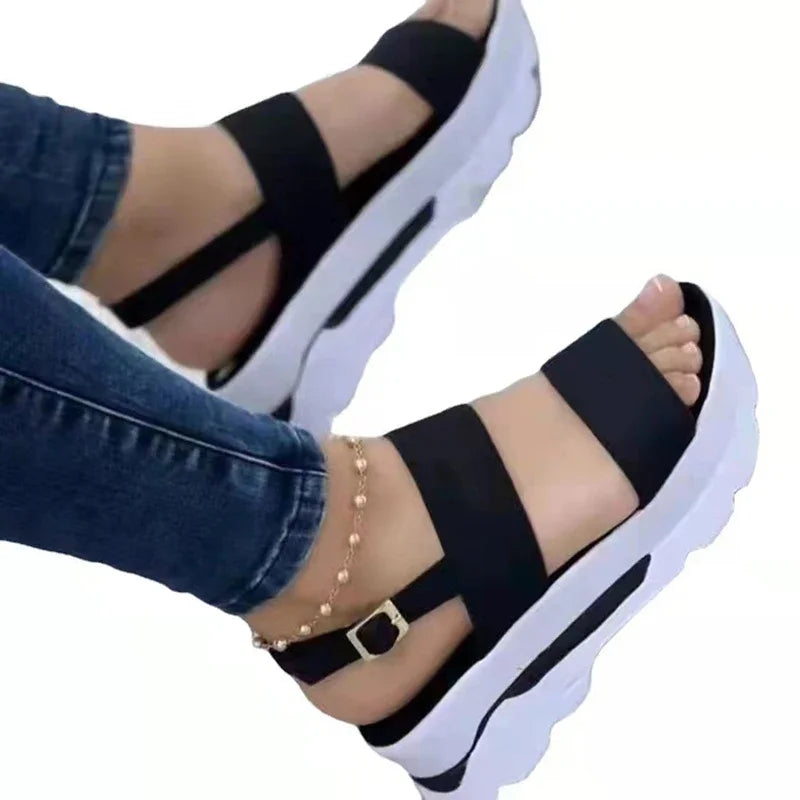 EKMT Women's Low Platform Wedge Sandals for Casual Wear