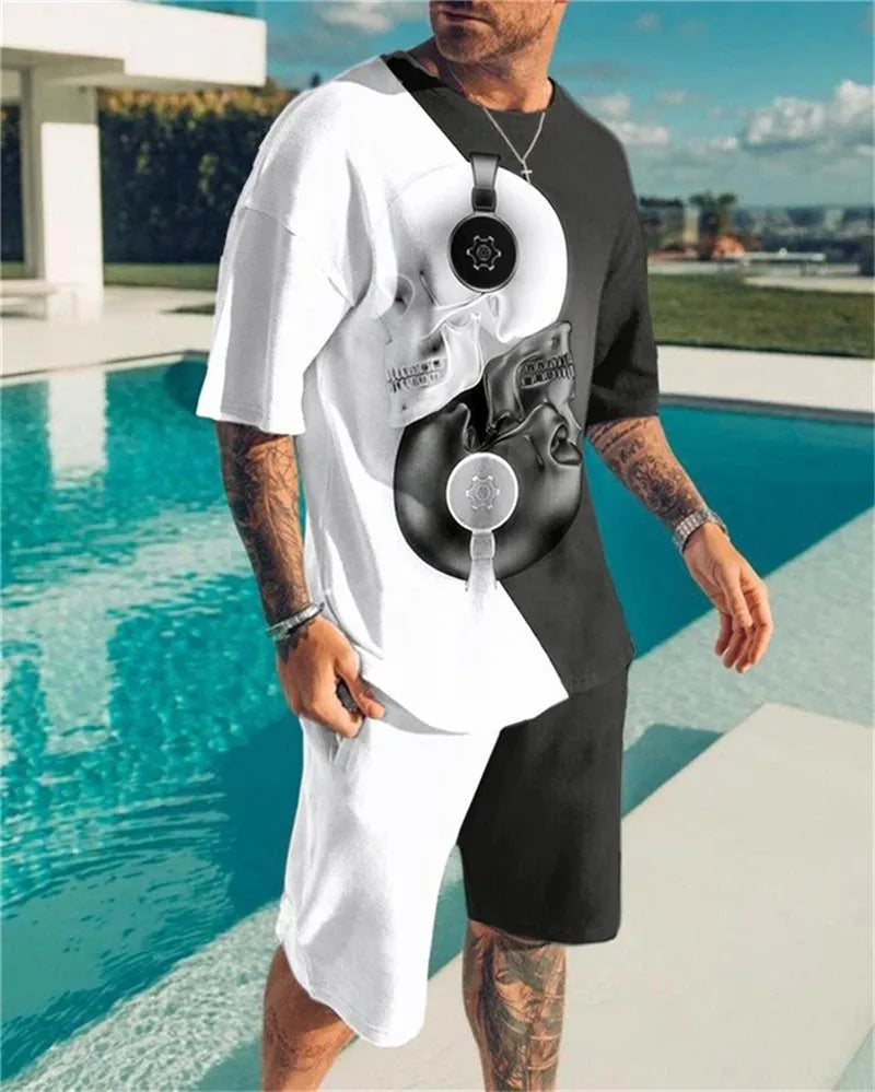 Men's Sportswear Trend Men Sets 3D Printed Tracksuits Clothing Casual Shorts+tshirts Set Sweat Suits Summer Tracksuit Men Sets