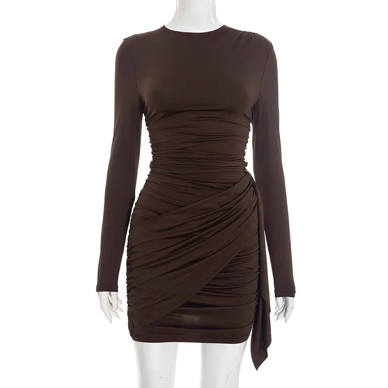 Chic Women's Bodycon Mini Dress with Ruched Detail