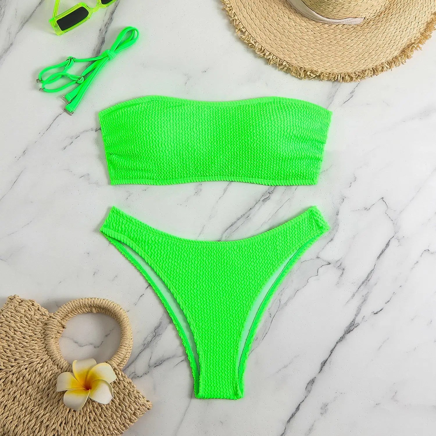 RUAON Women's Summer Bikini Set with Bandeau Neckline