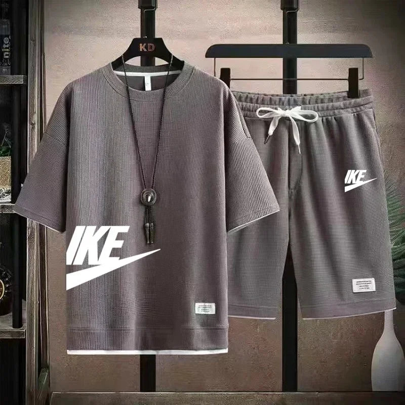 Men's Casual Sportswear Set with Short-Sleeved T-Shirt and Shorts