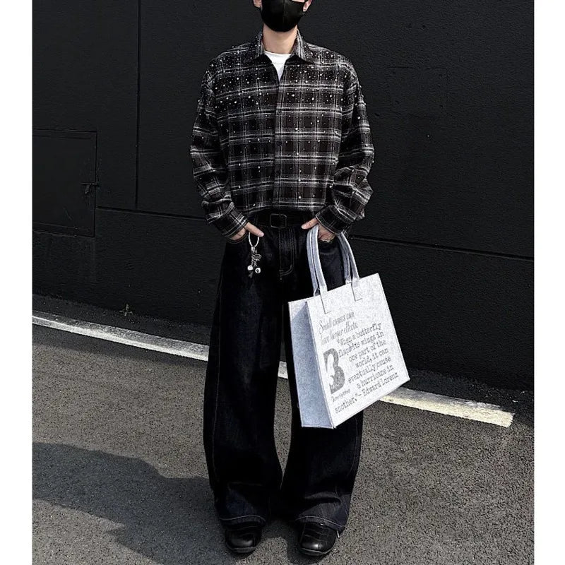 LUZHEN Men's Casual Plaid Long Sleeve Shirt for Spring