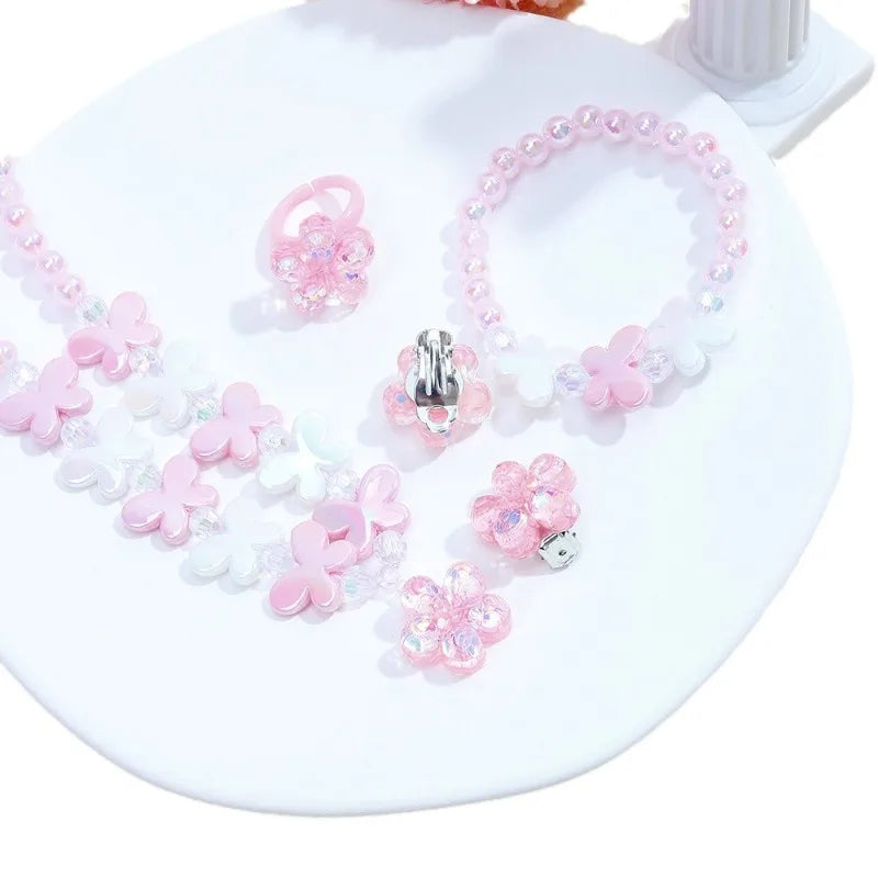 Cute Floral 5-Piece Jewelry Set for Baby Girls Aged 4-6Y
