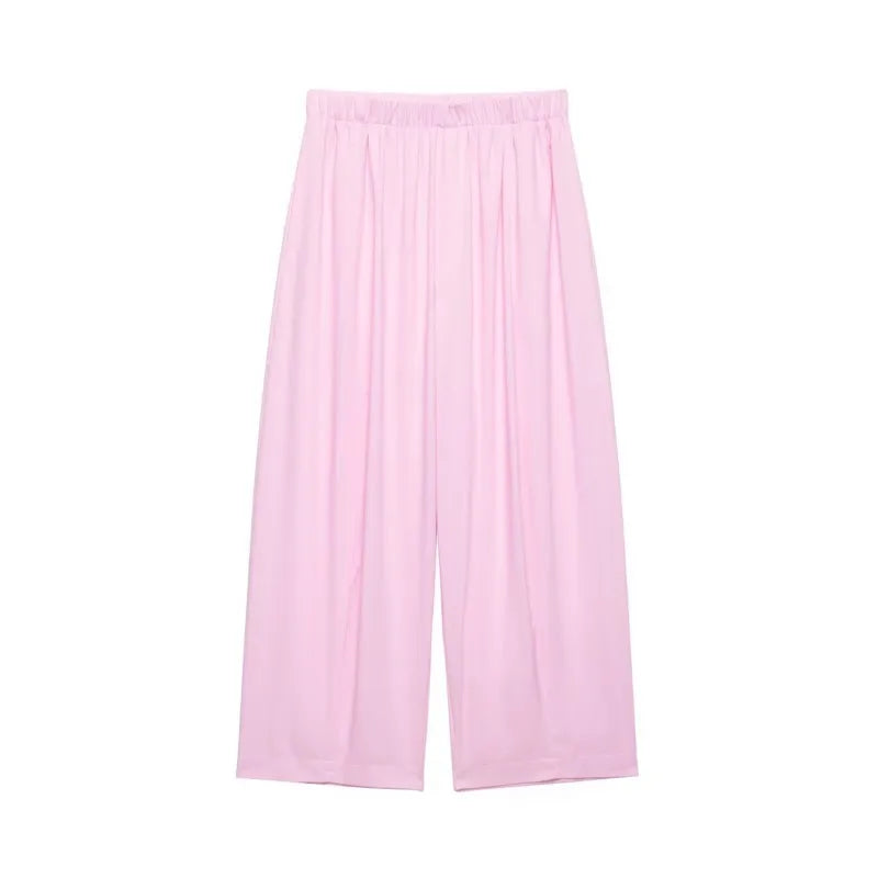 Chic Women's Mid Waist Pants Set with Lapel Collar
