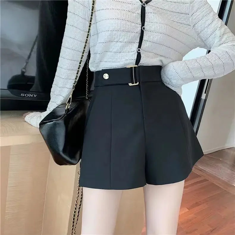 Goghvinci Elegant High Waist Women Shorts in Apricot and Khaki