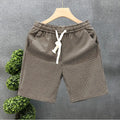 Men's Quick Dry Casual Shorts with Elastic Waist in Plaid