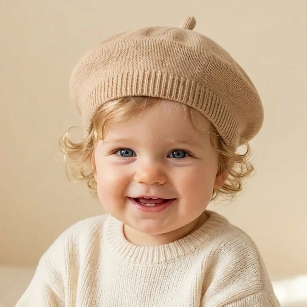 Solid Color Baby Beret Hat for Spring Infant Protection