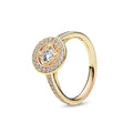 925 Silver Zircon Ring for Women - 18K Gold Plated Heart Design