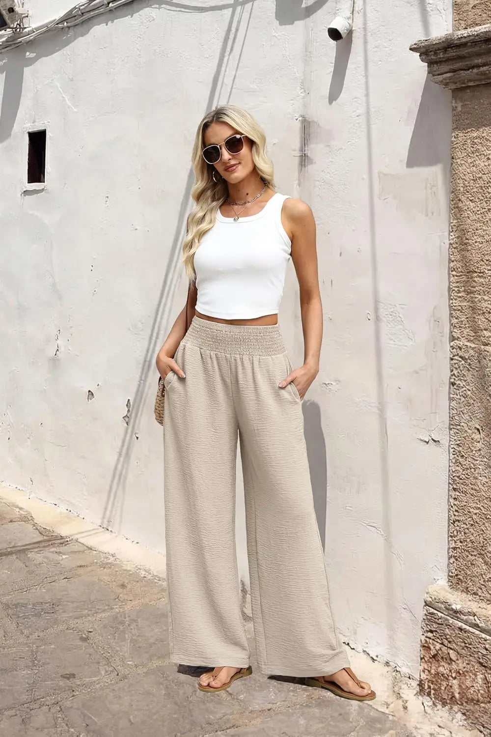 Comfortable High Waist Wide Leg Pants for Women with Pockets