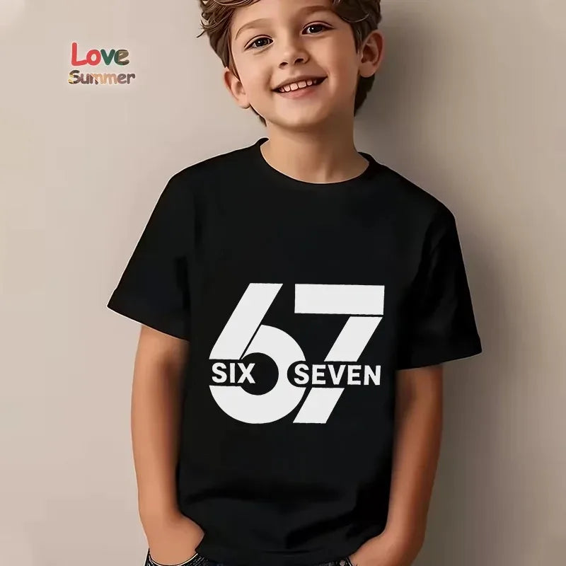 Boys Casual Cotton T-Shirt 67 Number Print for Ages 4-6