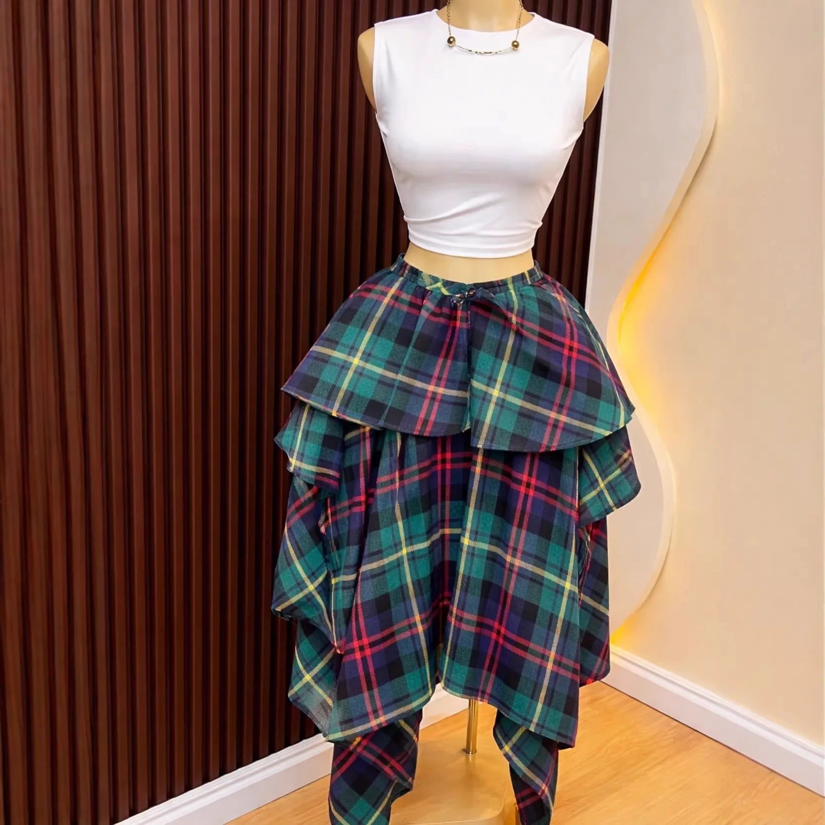 A-Line Mid Length Skirt for Women in Polyester Casual Style