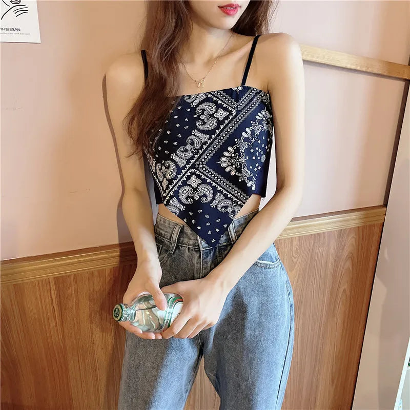 Floral Tank Top for Women in Mercerized Cotton