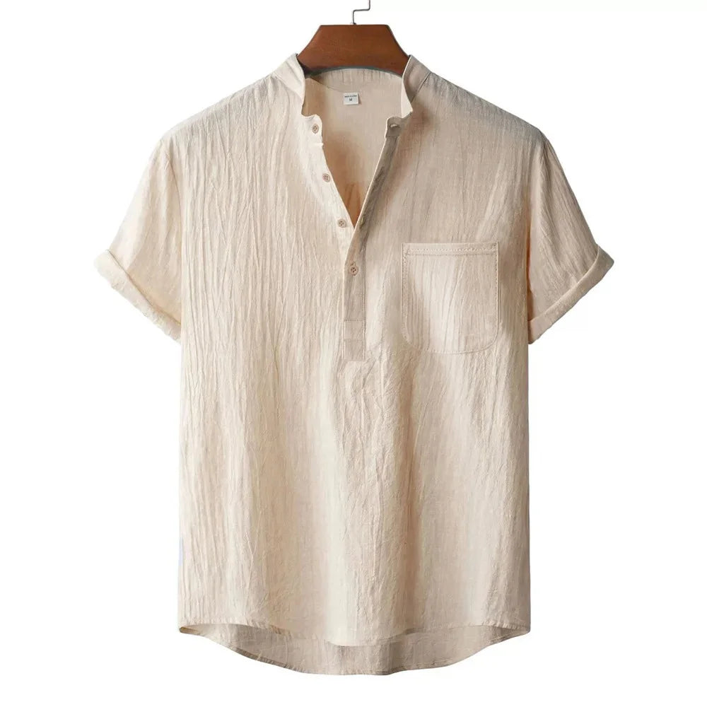 Men's Lightweight Cotton Linen T-Shirt for Summer Casual Wear