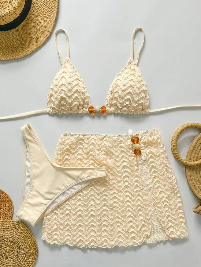 Stylish Halter Push Up Bra Bikini Set for Women in Polyester