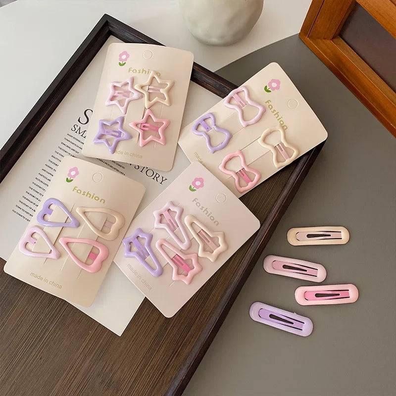 Cute Colorful Geometric Hair Clips Set for Girls