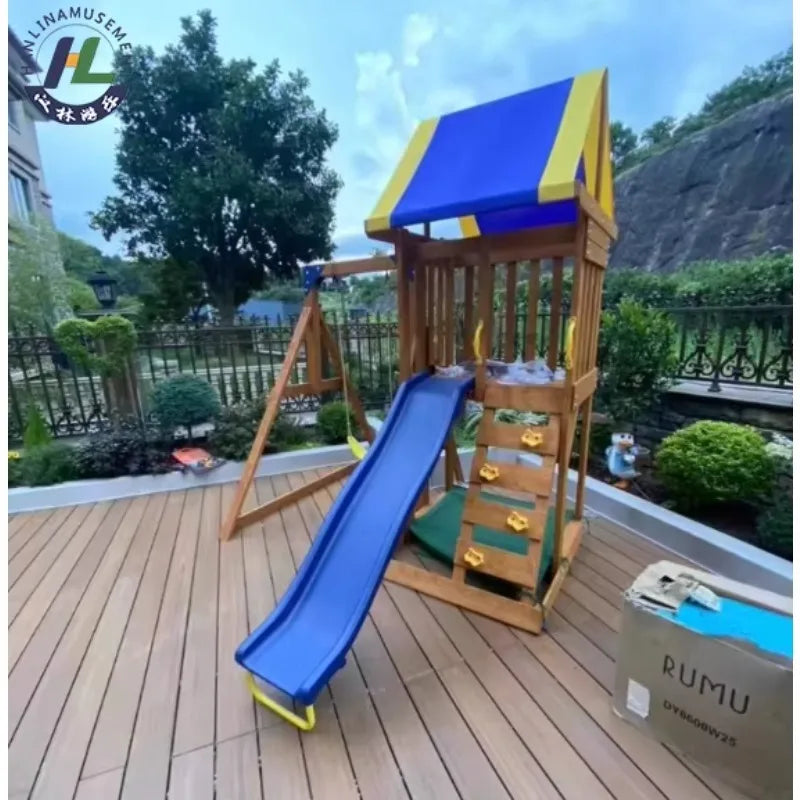Outdoor Wooden Playhouse for Kids by Hanlin