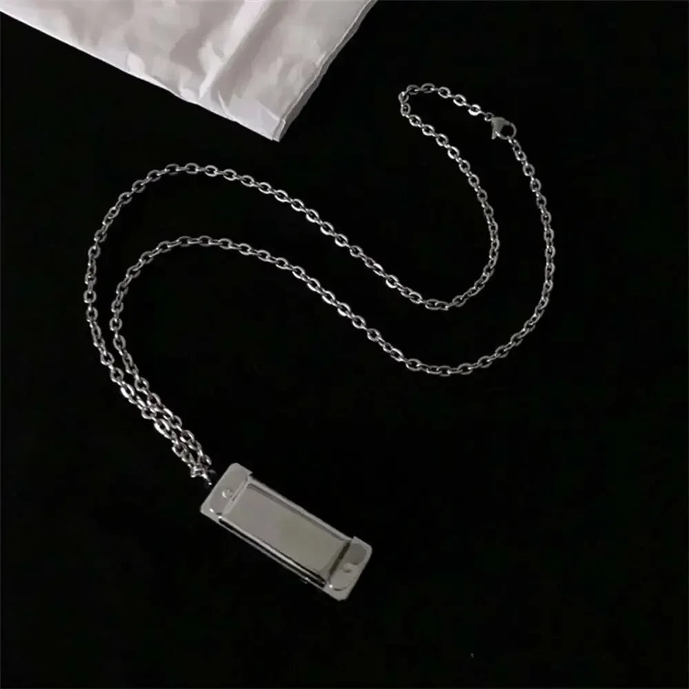 Mini Harmonica Necklace For Men Women Creative Musical Pendant Can Blow Sound Fashion Niche Design Jewelry