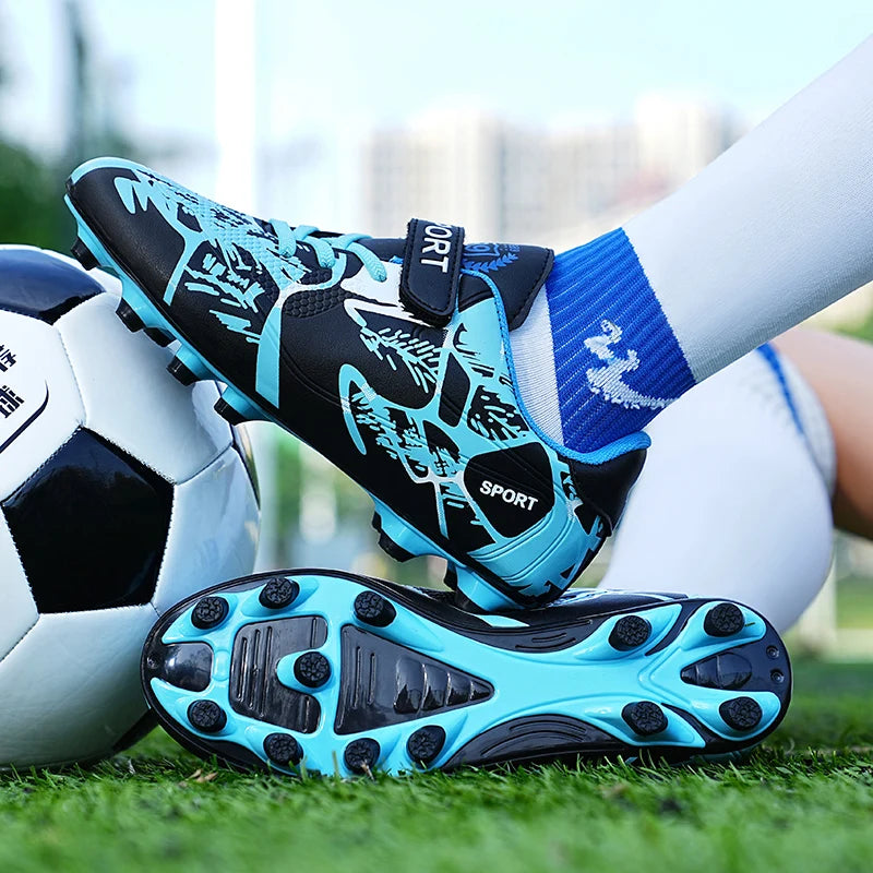 Sxfdneay Boys Soccer Cleats Velcro Leather Training Shoes