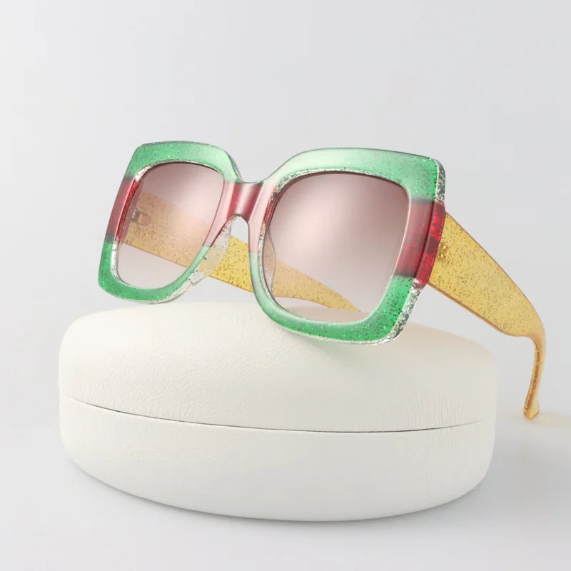 Gradient Redgreen Oversized Square Sunglasses for Women