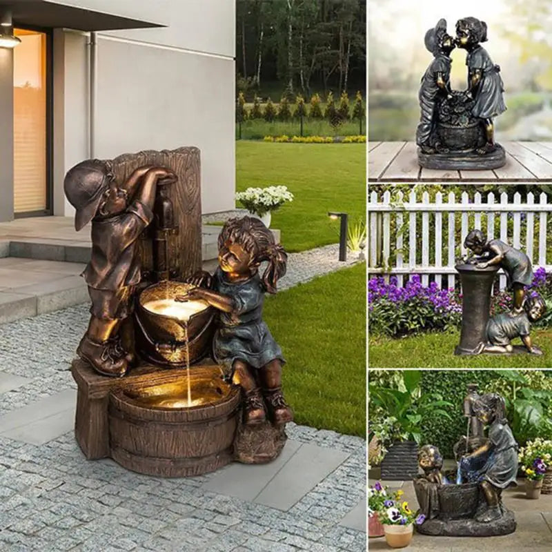 Resin Garden Fountain Statue for Indoor and Outdoor Decor